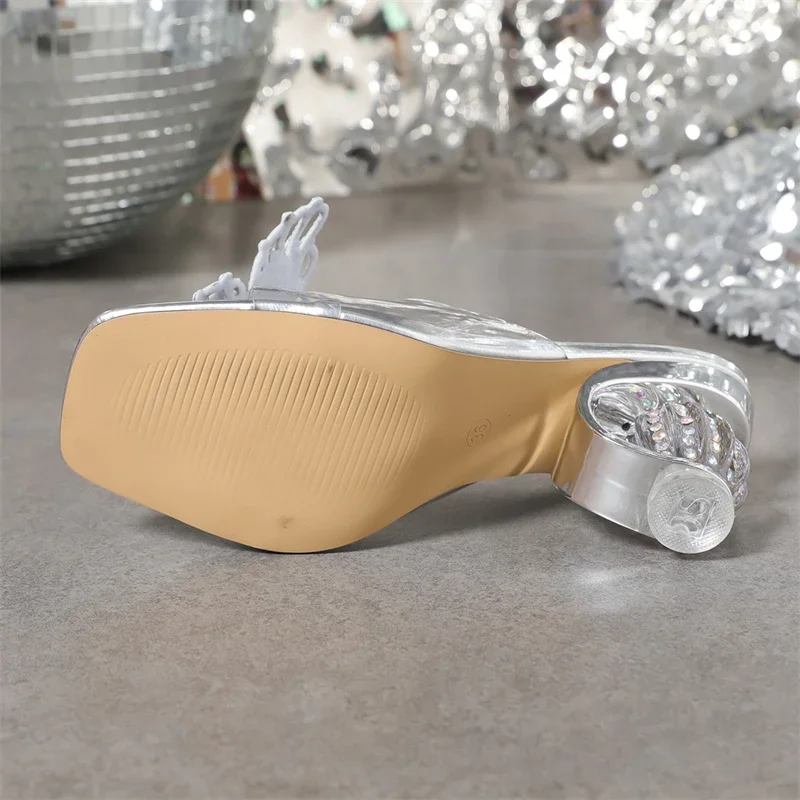 Eilyken/прозрачные тапочки из ПВХ с узлом-бабочкой женские туфли на круглом каблуке