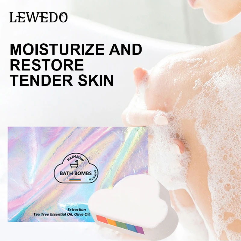 

LEWEDO 180g Shower Salt Natural Essential Oil Skin Care Massage Moisturizing Exfoliating Spa Foot Bath Rainbow Clouds Bath Bombs