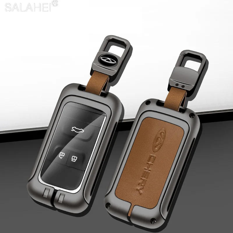 

Metal Leather Car Key Case Cover Fob Protector For Chery Tiggo 3 5X 4 8 Glx 7 2019 2020 Arrizo For Cheri Tiggo 8 Accessories