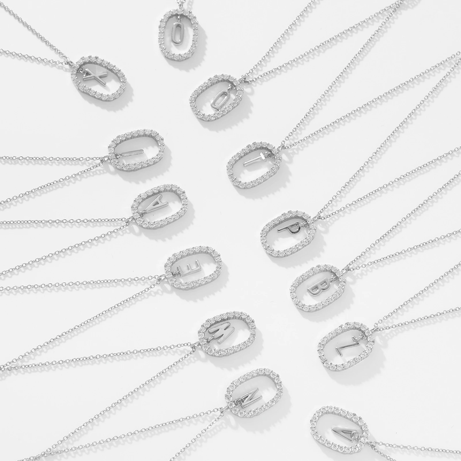 VEWANT 925 пробы Серебряные Оригинальные буквы Ciear циркониевые кулоны Длинная