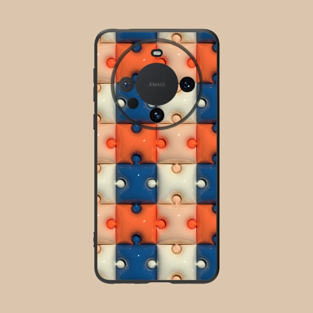 Puzzle Fashion Pretty Mobile Cell Phone Case for Huawei Mate 60 50 40 30 20 10 Pro Plus Lite E 5G Black Soft Cover Shell