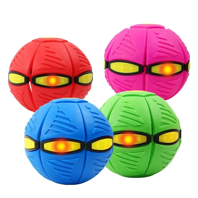 Outdoor Sports Ball Toy Flying UFO Flat Throw Disc Ball With LED Light Toy Flying Saucer Ball Deformation Soccer Kids Funny images - 6