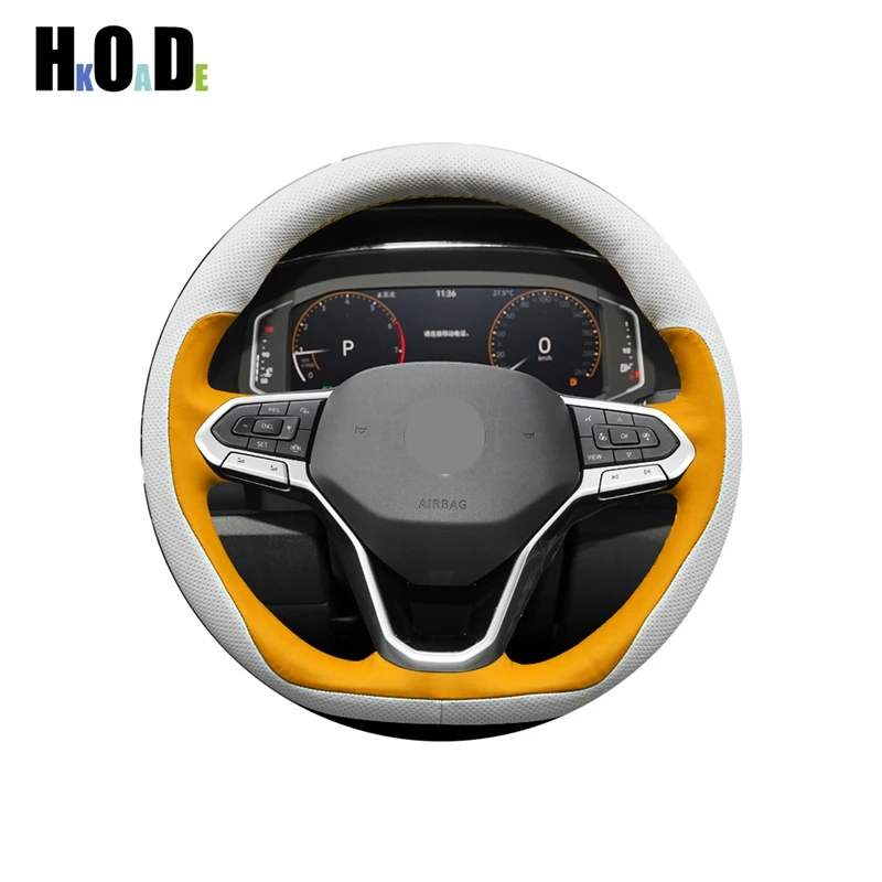 

Для Volkswagen VW Golf 8 MK8 VII Golf R Gti 2019 2020 2021 2022 авто аксессуары из натуральной кожи чехол рулевого колеса автомобиля
