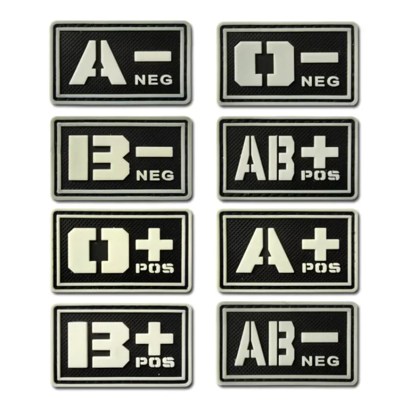 A+ B+ O+ AB+ POS Blood Group ПВХ значки с крючками на спине 3D резиновая медицинская нашивка