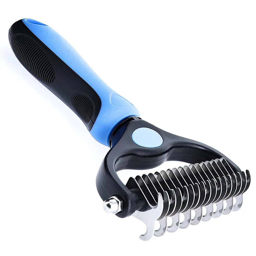 

2 Side Dematting Tool for Dogs & Kucing Hewan Peliharaan Sikat Dandan Dua Sisi Penumpahan dan Dematting Lapisan Bawah Sisir
