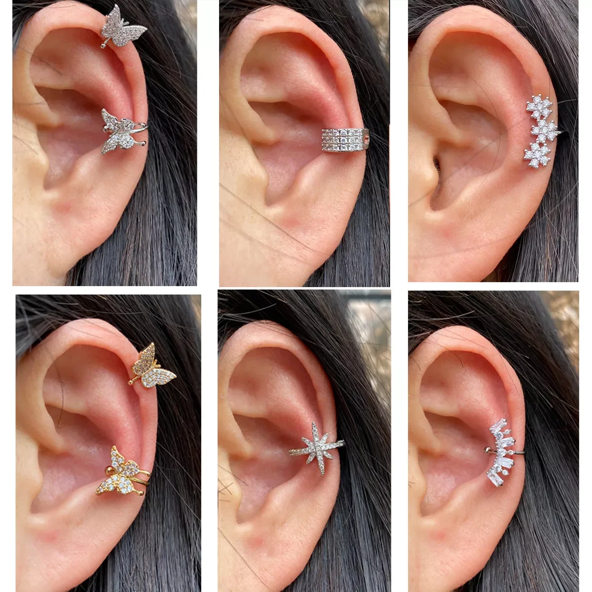 

1Pc Helix Cartilage Conch Fake Without Piercing Ear Cuffs Earcuff Wrap Rock Earring Cuff No Piercing Women Clip Adjustable