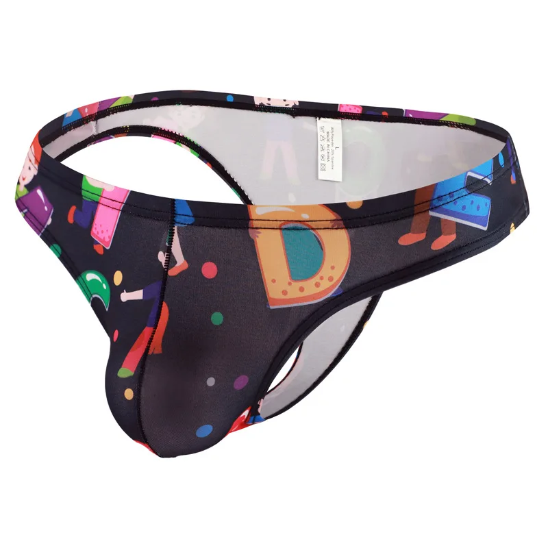 Men's Low Waist Printed Briefs Shorts Breathable Sexy Man Bulge Pouch Panties Bikini Underwear