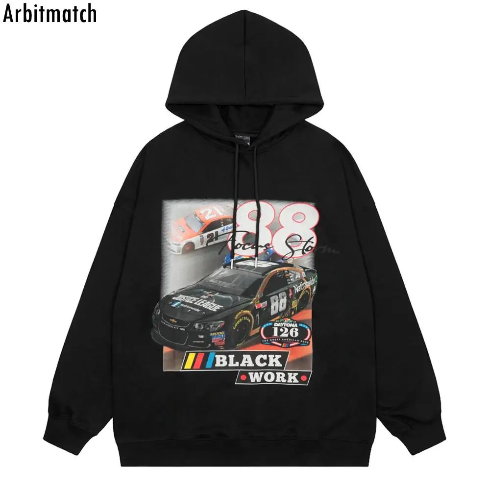 

2022 Man Hoodie Sweatshirt Mens Hip Hop Letter Car Graphic Printed Punk Hooded Streetwear Harajuku Casual Rock Style Pullover