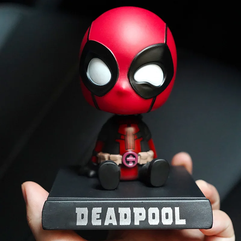 12cm The Avengers Super Heros Deadpool Bobble Head Dolls PVC Action Figure Toys Model Doll Gifts Car Decoration