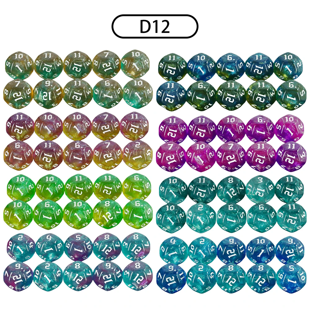 

10 шт. 12-сторонние кости, двухцветные многогранные кости, набор D12 игральных костей для настольных игр