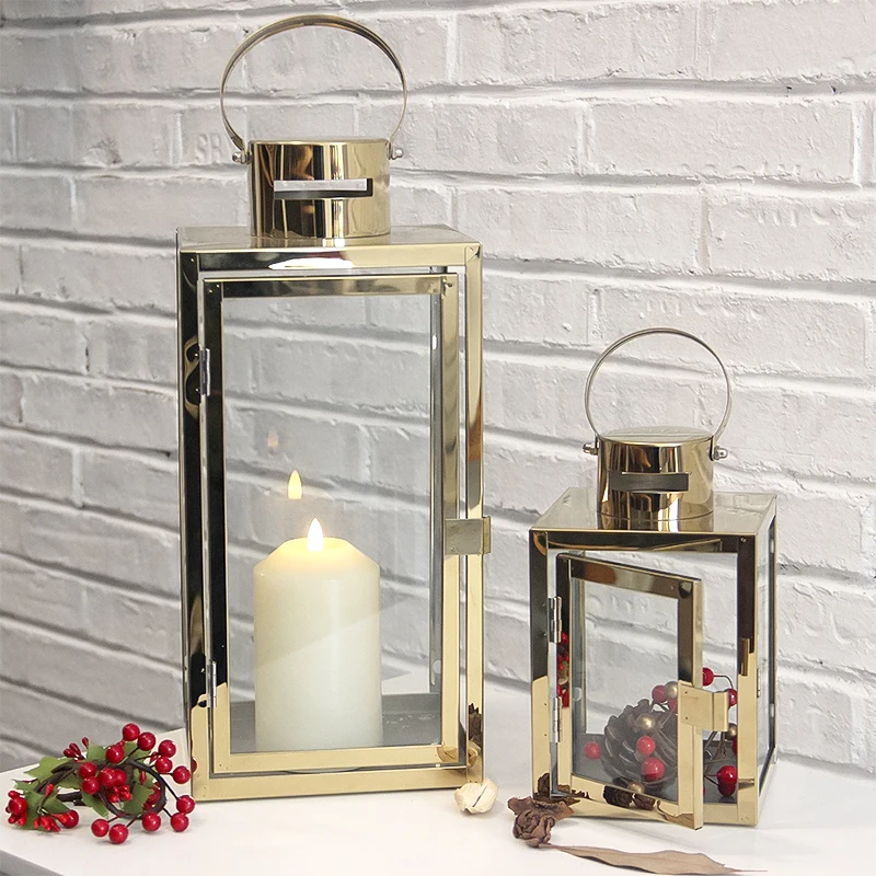 Портативный подсвечник ручной квадратный из нержавеющей стали с ручкой