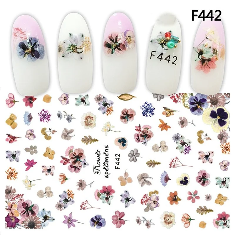 

Elegant Florals Nails Art Manicure Back Glue Decal Decorations Design Nail Sticker For Nails Tips Beauty