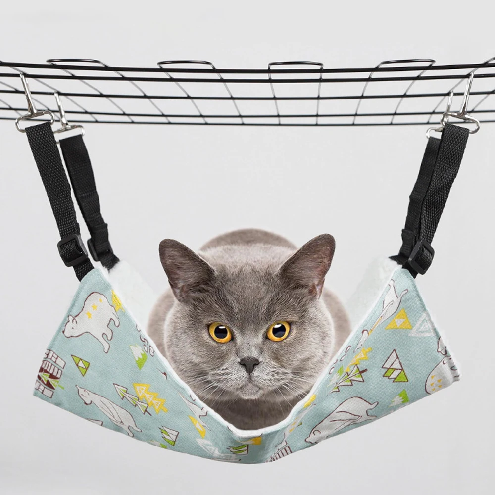 

Cat Hammock Hanging Adjustable Pet Hammock for Cage Cat Bed Two Sides Comfortable Resting Sleepy Mat for Cats Small Dogs Rabbits