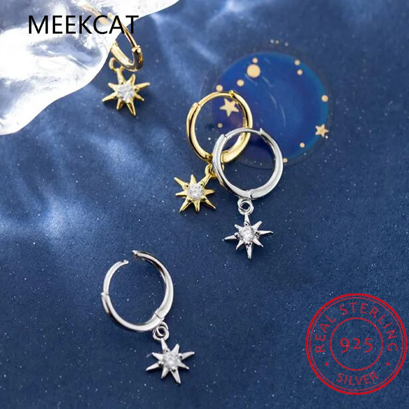 

925 Sterling Silver Star Zircon Hoop Earring for Women Huggie Earring 2023 Trending Original Dangle Earrings Designer Jewelry