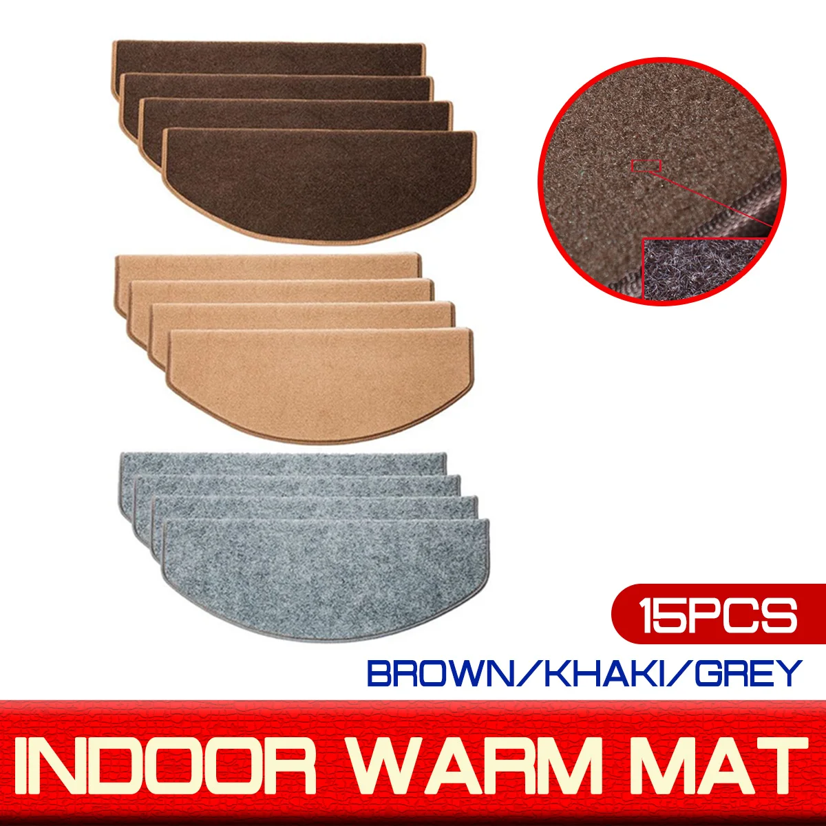 

15PCS Floor Mats 55x21 Stair Tread Carpet Mats Self Adhesive Stair Mat Stair Mat Anti-Skid Step Rugs Safety Mute Indoor Warm Pad