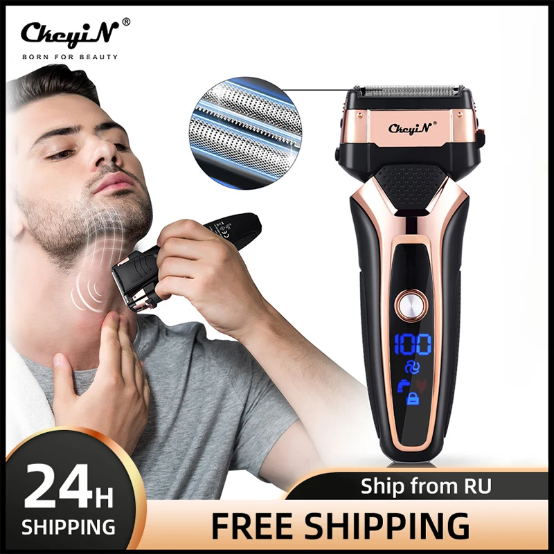 

SURKER RSCX-9008 3D тройное плавающее для бритья светодиодный Мужская для бороды Мужская для бороды + головка для лезвия