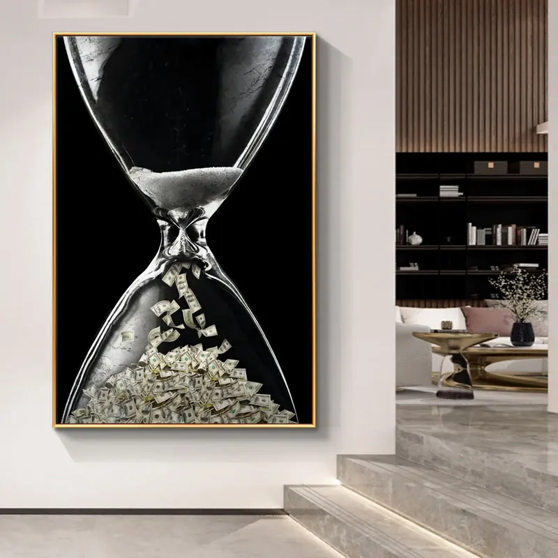 Вдохновляющая Картина на холсте время и деньги мотивационный настенный