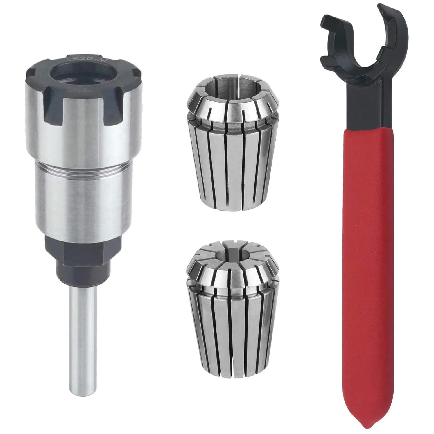 

Shank Router Bit Colle Collet Extension Chuck Converter Adapter Convert 1/2 1/4-Inch Shank Bit with ER20 Spring Collet