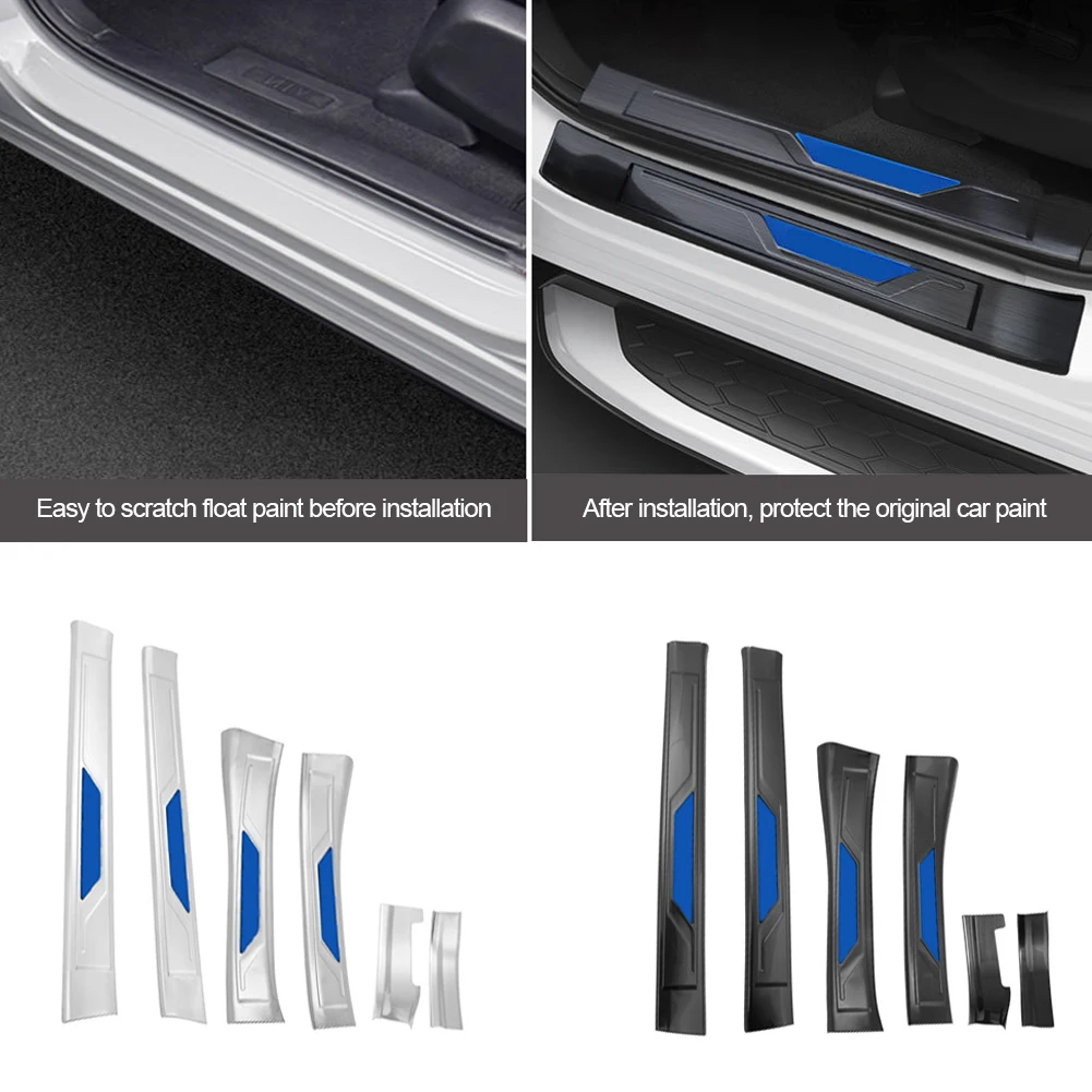 

6Pcs/Set Stainless Steel Threshold Bar Welcome Pedal Car Out Door Modification Accessories Supplies For Honda CRV 2017 - 2021