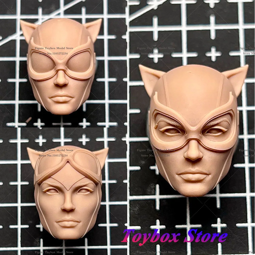 

DIY White Model 1/12 Unpainted Batman McFarlane Catwoman Cat Girl Head Sculpt for 6'' SHF DC Mafex ML Mezco Action Figure Body