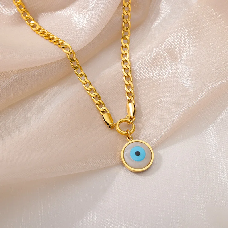 

Stainless Steel Evil Eyes Necklace For Women Gold Plated Turkish Demon Eye Clavicle Chains Necklaces 2023 New In Trend Jewelry
