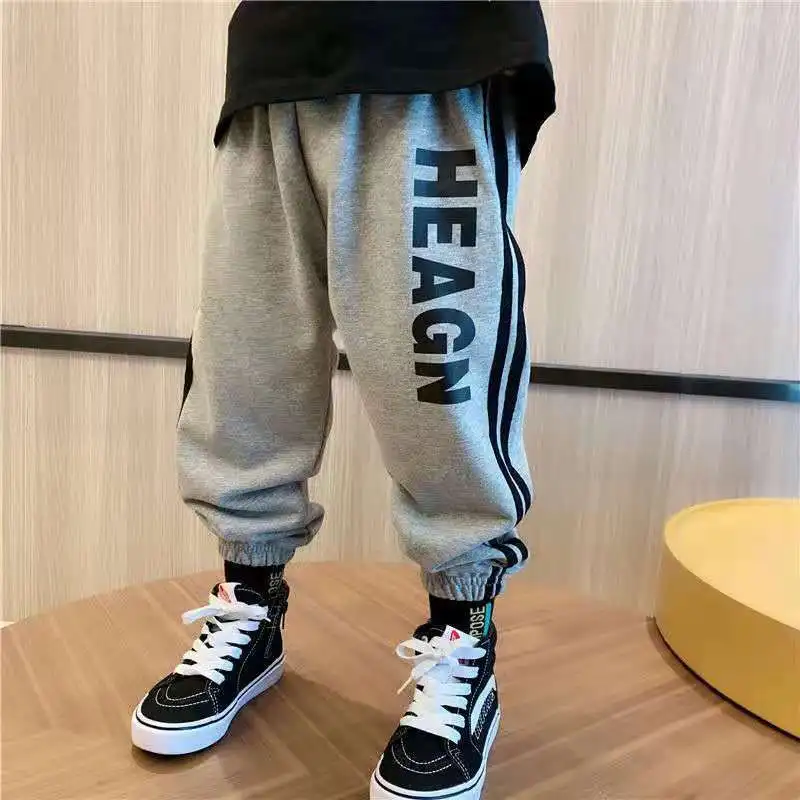 

Big Boys Knitted Pants Children Summer Autumn Casual Harem Trousers Clothes For 4-12 T Teenage Sports Pants Black Gray Black