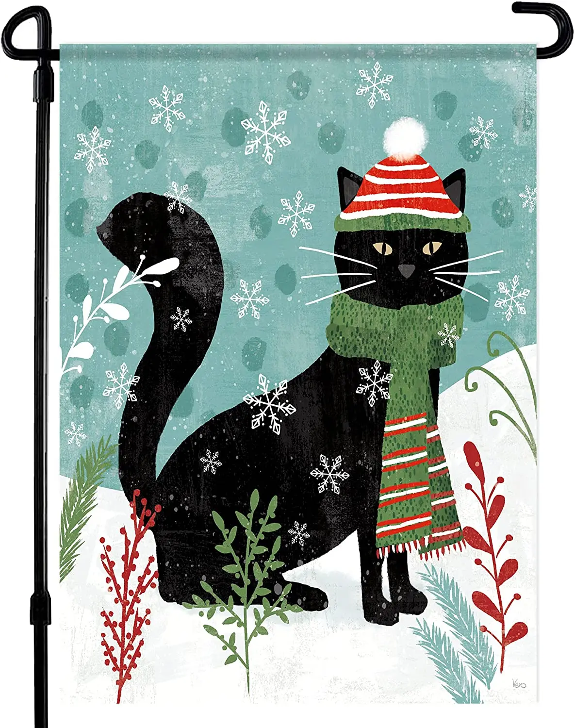 

Christmas Garden Flag Double Sided Christmas Flag 12x18 Cat Holiday Winter Flags for Outside Premium Welcome Garden Flag