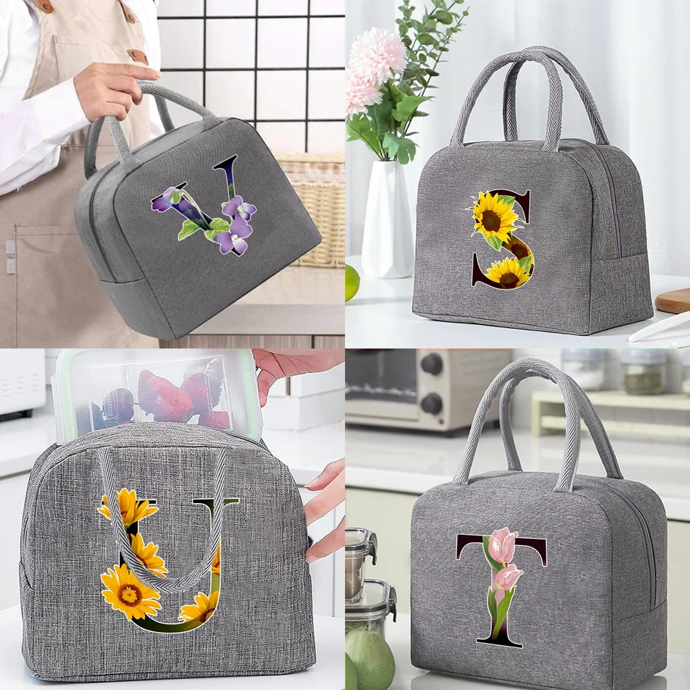 

Insulated Cooler Bag for Women Thermal Food Picnic Portable Lunch Box for Kids Tote Lunch Bags for Work Flower Color Pattern