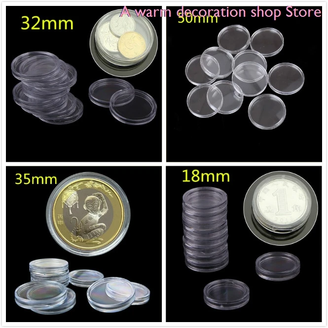 

10Pcs/Box Coin Box Clear 18-50mm Round Boxed Holder Plastic Storage Capsules Display Cases Organizer Collectibles Gifts