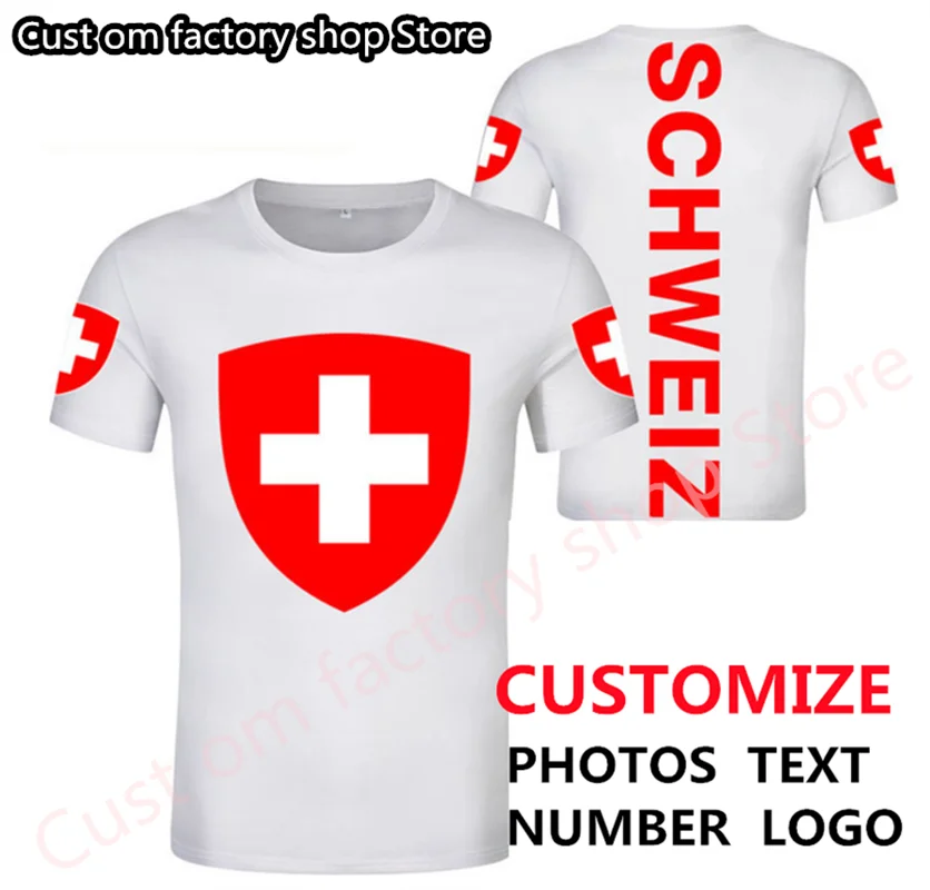 

Switerland Free Custom tshirt SVIZZERA Flag Emblem SCHWEIZ Tee Shirts DIY SVIZZERO Country Name Number SUISSE shirt