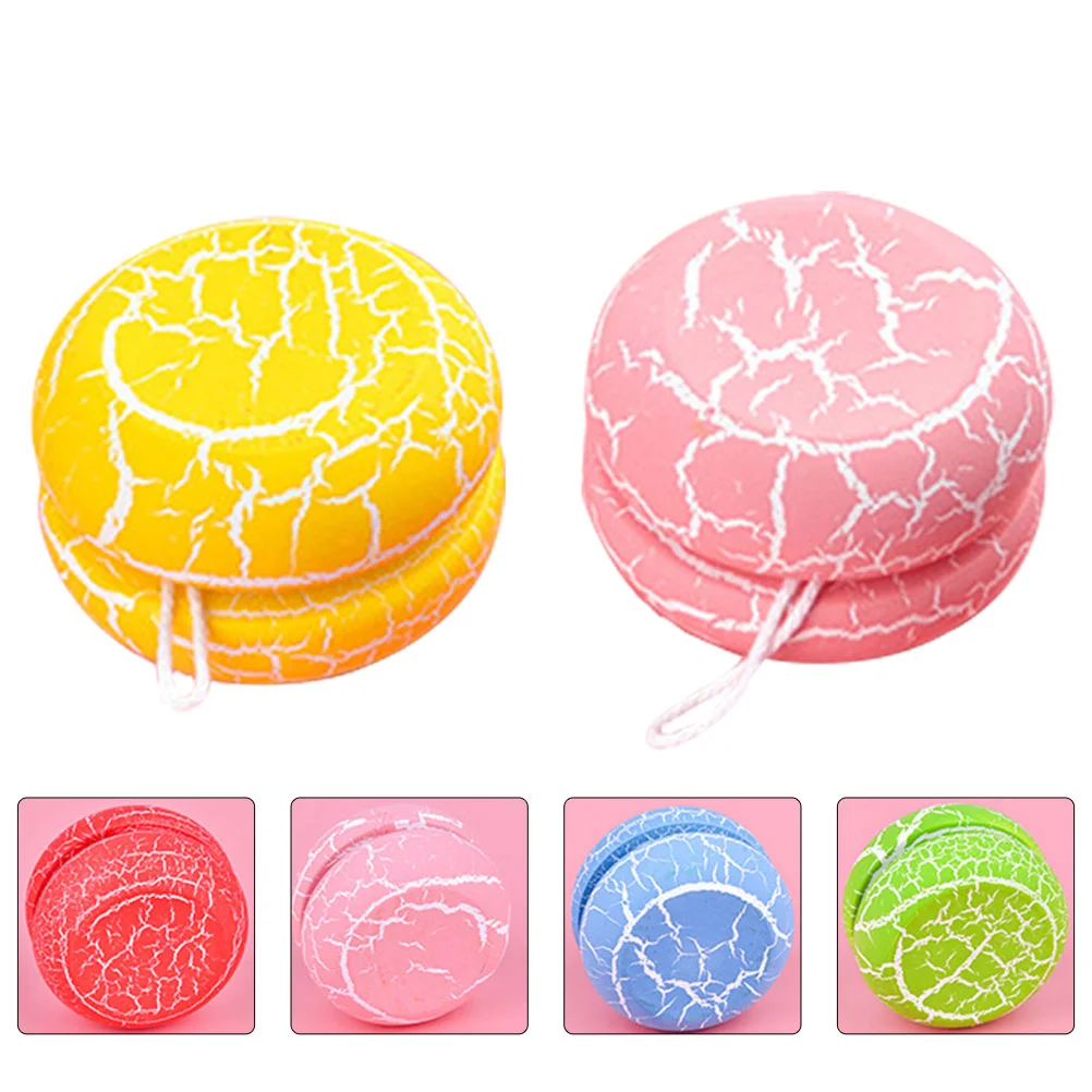 

2 Pcs Wooden Yoyo Funny Small Yo-yo Plaything Cracked Pattern Yo-yo