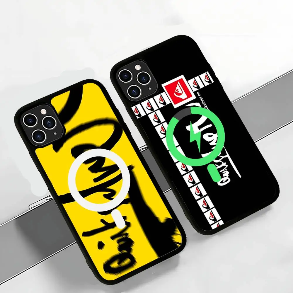 Фото Магнитный чехол Q-QuiksilverS LOGO для iPhone 16 15 14 13 12 11 17 Pro Max Plus с поддержкой беспроводной зарядки №1