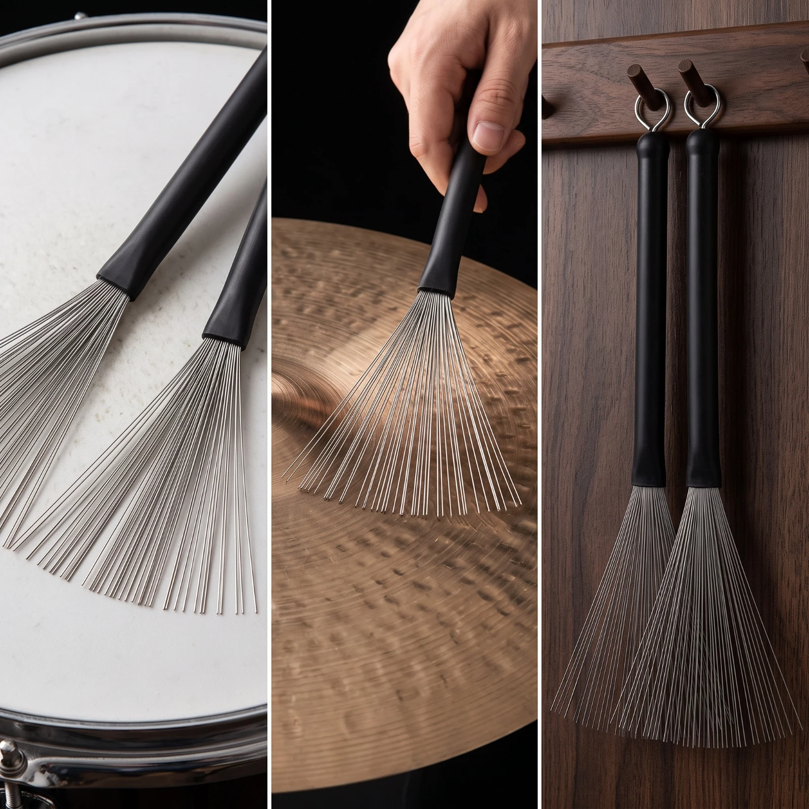 Щетка для барабанов Jazz Drum Brush с пластиковой ручкой, гибкая и гладкая, аксессуар для музыкальных инструментов, подходит для барабанщиков и акустических сессий. (art.: 3920dd11130a9) - 3920dd11130a9