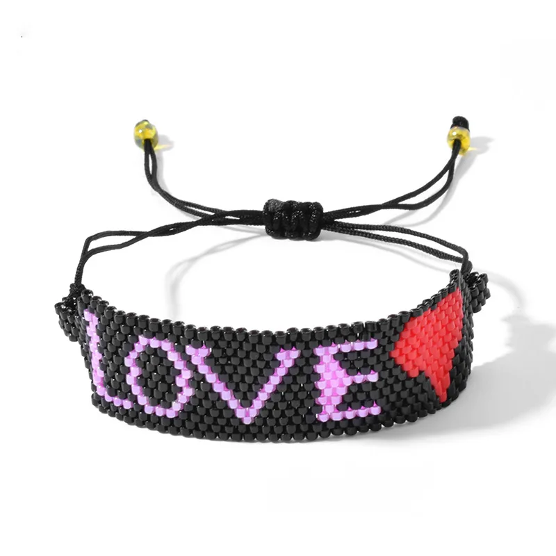

Fashion LOVE Skeleton Punk Adjustable Handwoven Rice Beads Bracelet Women's Charm Friendship Bracelet for Women MEN