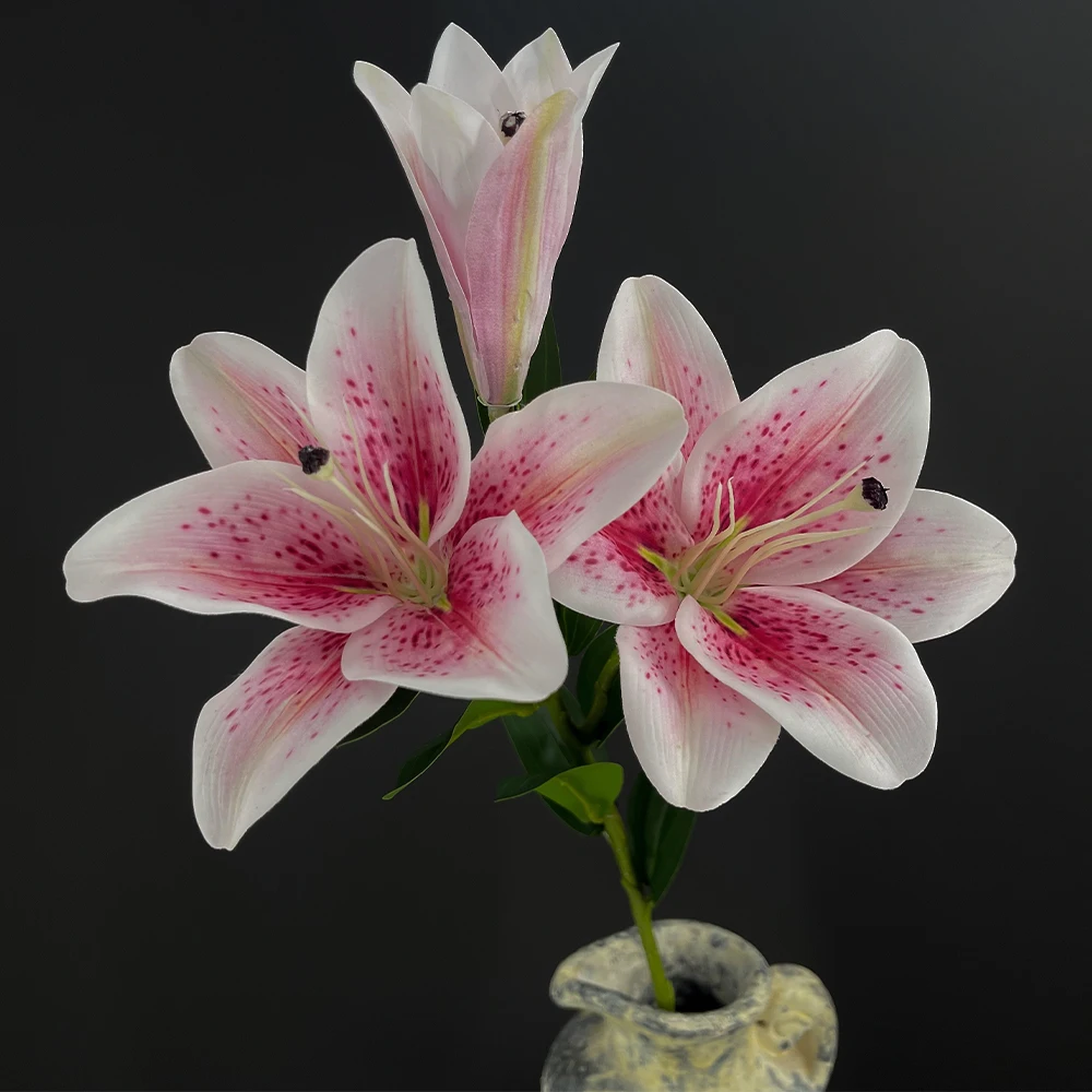 SunMade искусственные лилии шелк 3 головки белые