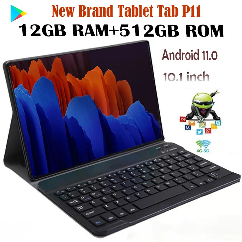 

Tablet Tab P11 12GB RAM 512GB ROM 10.1 Inch Tablets 10 Core Tablete Android 11.0 WIFI GPS 8800 mAh Dual Sim 5G Tablette PC