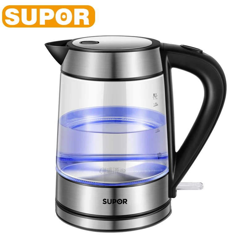 

SUPOR Electric Kettle 1.7L Home Kitchen Appliances Portable Blu-ray Visualization High Borosilicate Glass Material Water Boiler