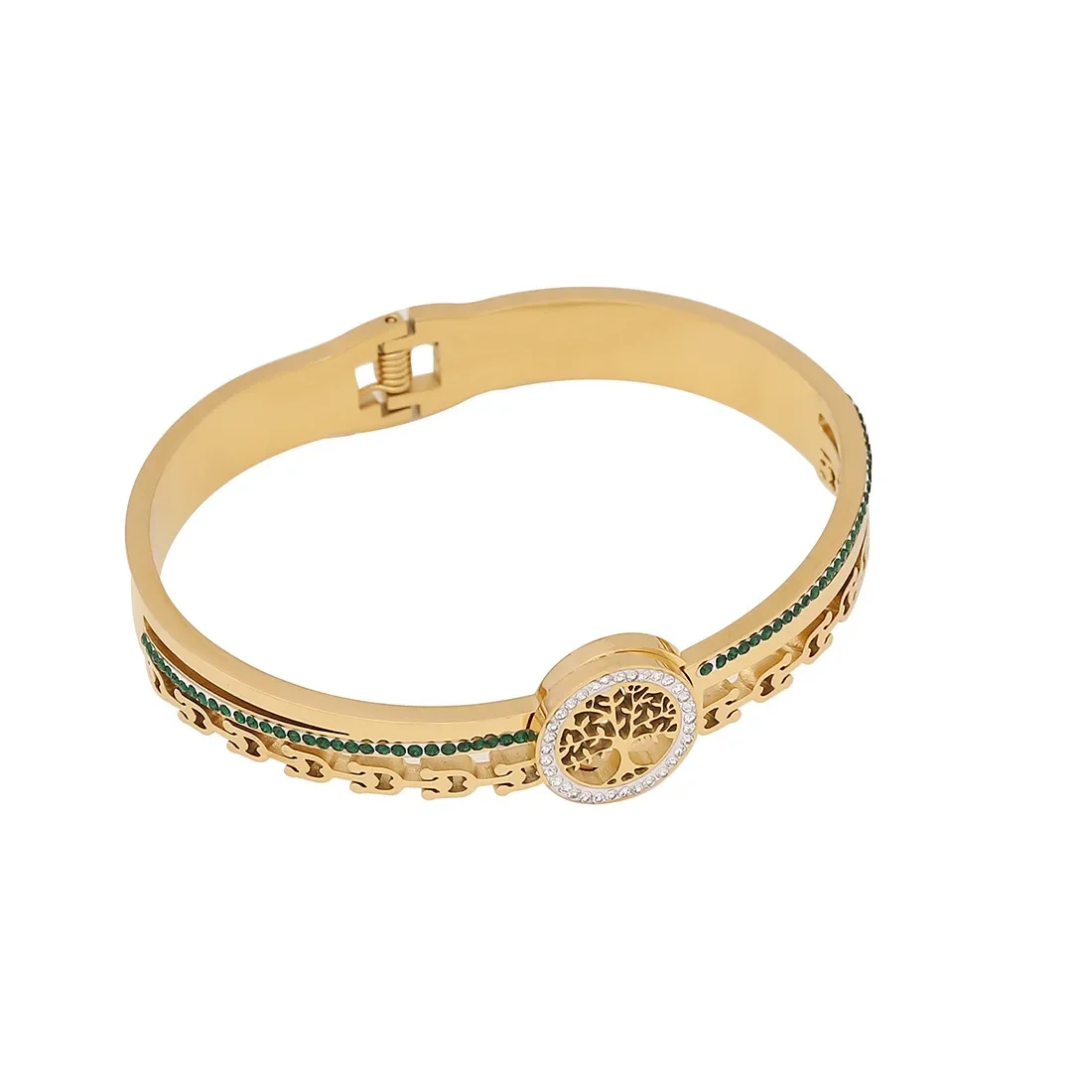 Женский браслет из нержавеющей стали с крестом и цветком