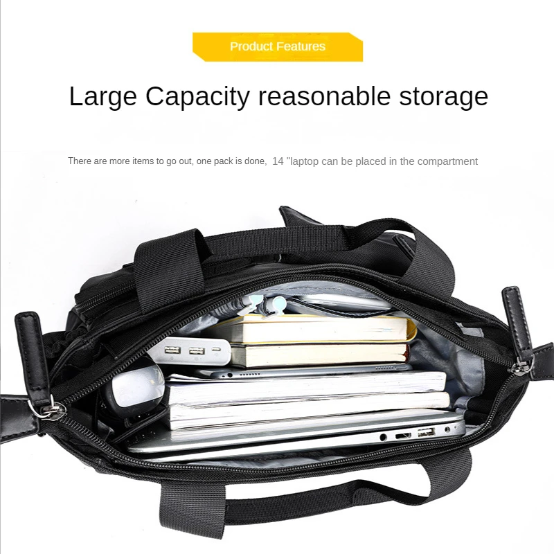 Versatile Business Shoulder Bag Commuter Briefcase Fashion Texture Oxford Cloth Bag Men's For Large Capacity Laptop Bag Handbags