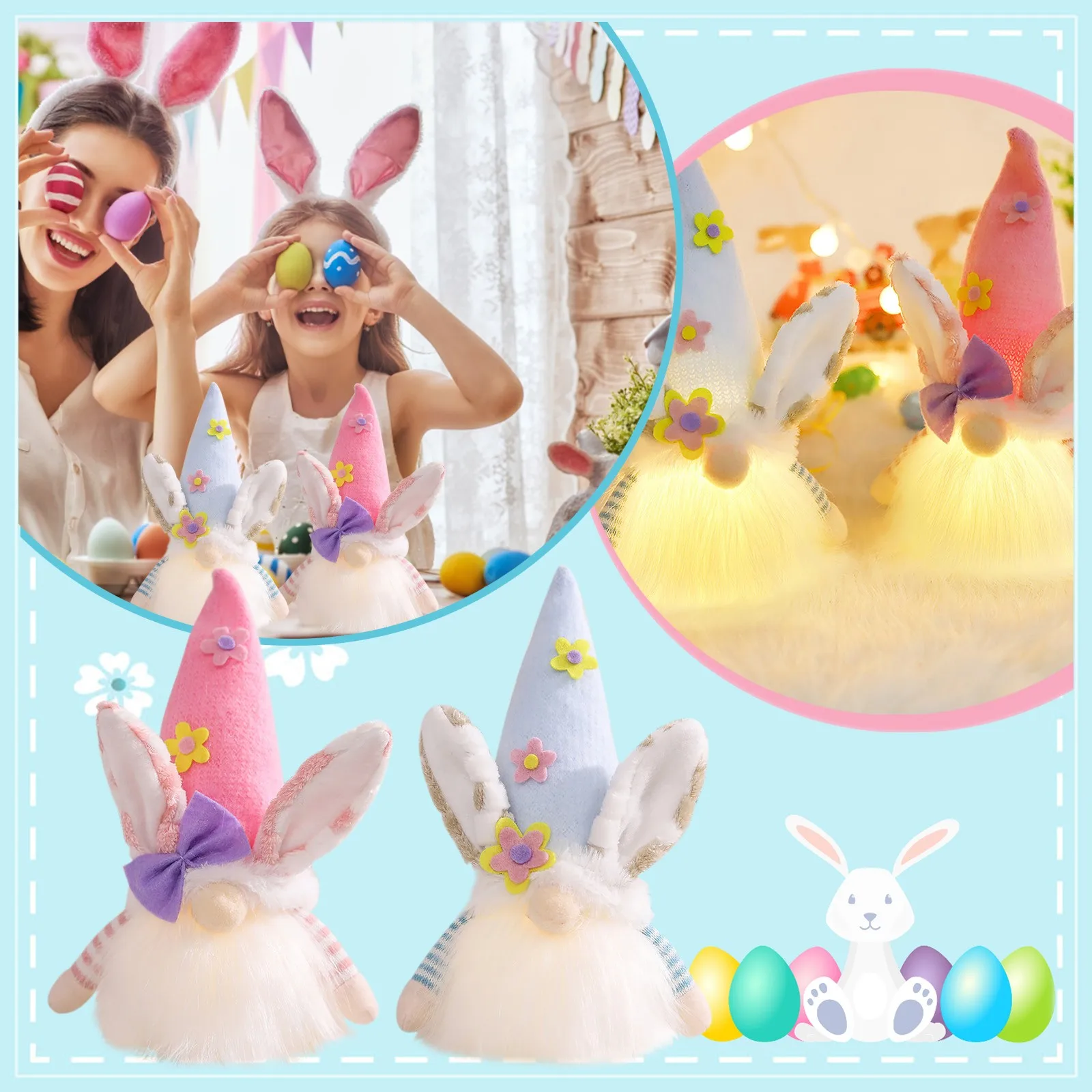 

Easter Faceless Dolls Rudolph Toy Gnome Stuffed Bow Doll Home Decoration Christmas Valentines Gift Desktop Figurine Ornaments