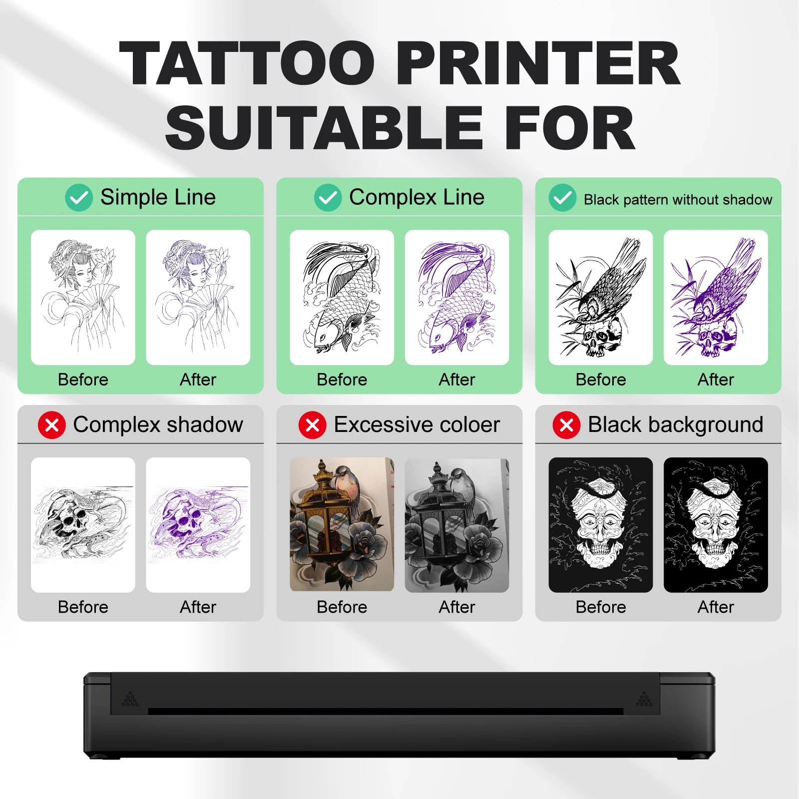 MHT-Hot Sale Dellege A4 Tattoo Transfer Stencil Machine Bluetooth Portable Mini Printer stencil printer Thermal