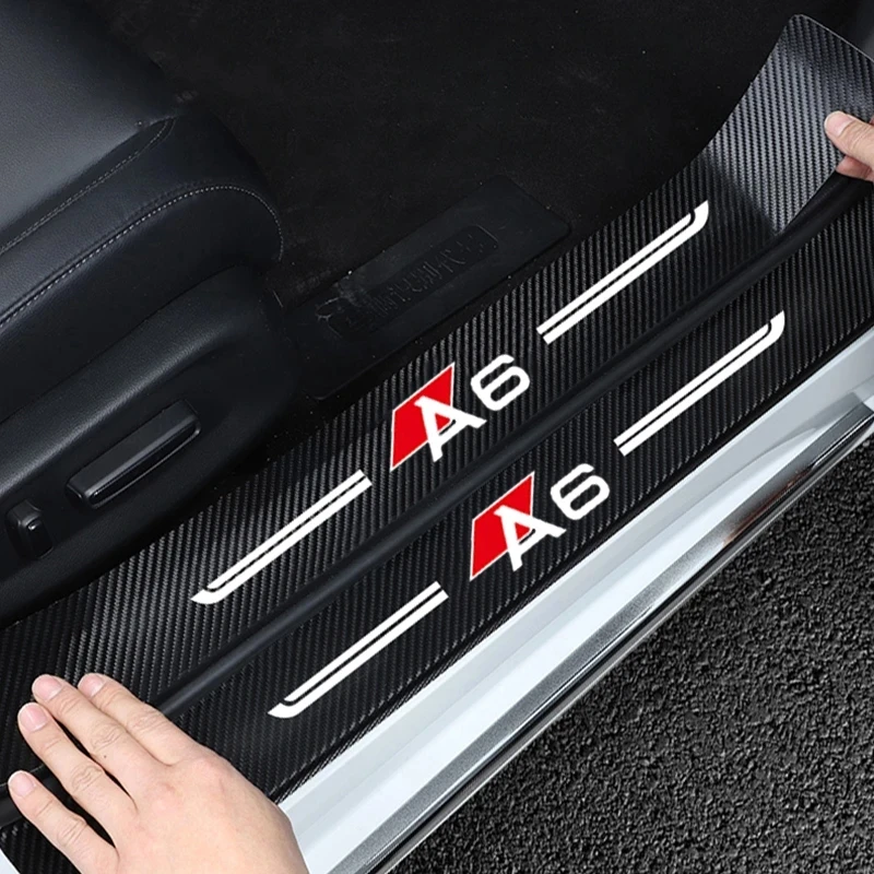 

4 шт., декоративные наклейки из углеродного волокна для Audi A6