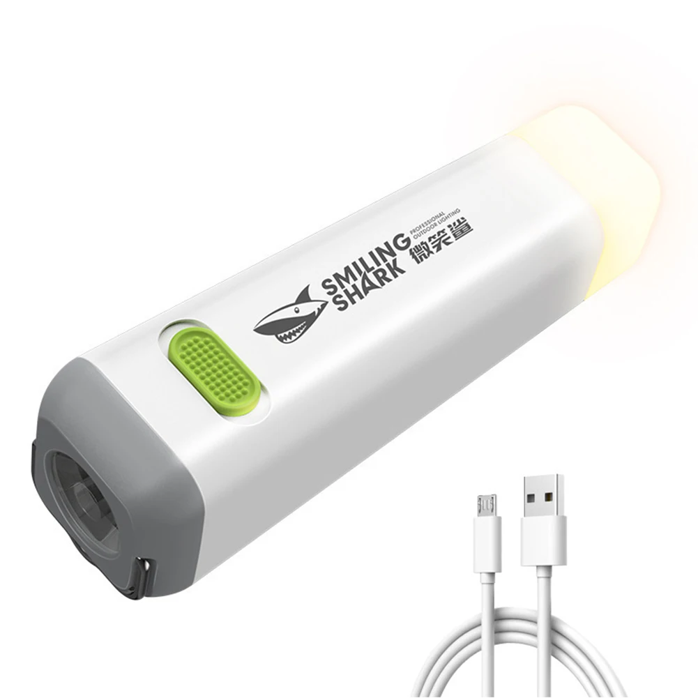 

High beam + low beam LED flashlight, USB charging is more environmentally friendly, white + warm white belt hook Tent Light