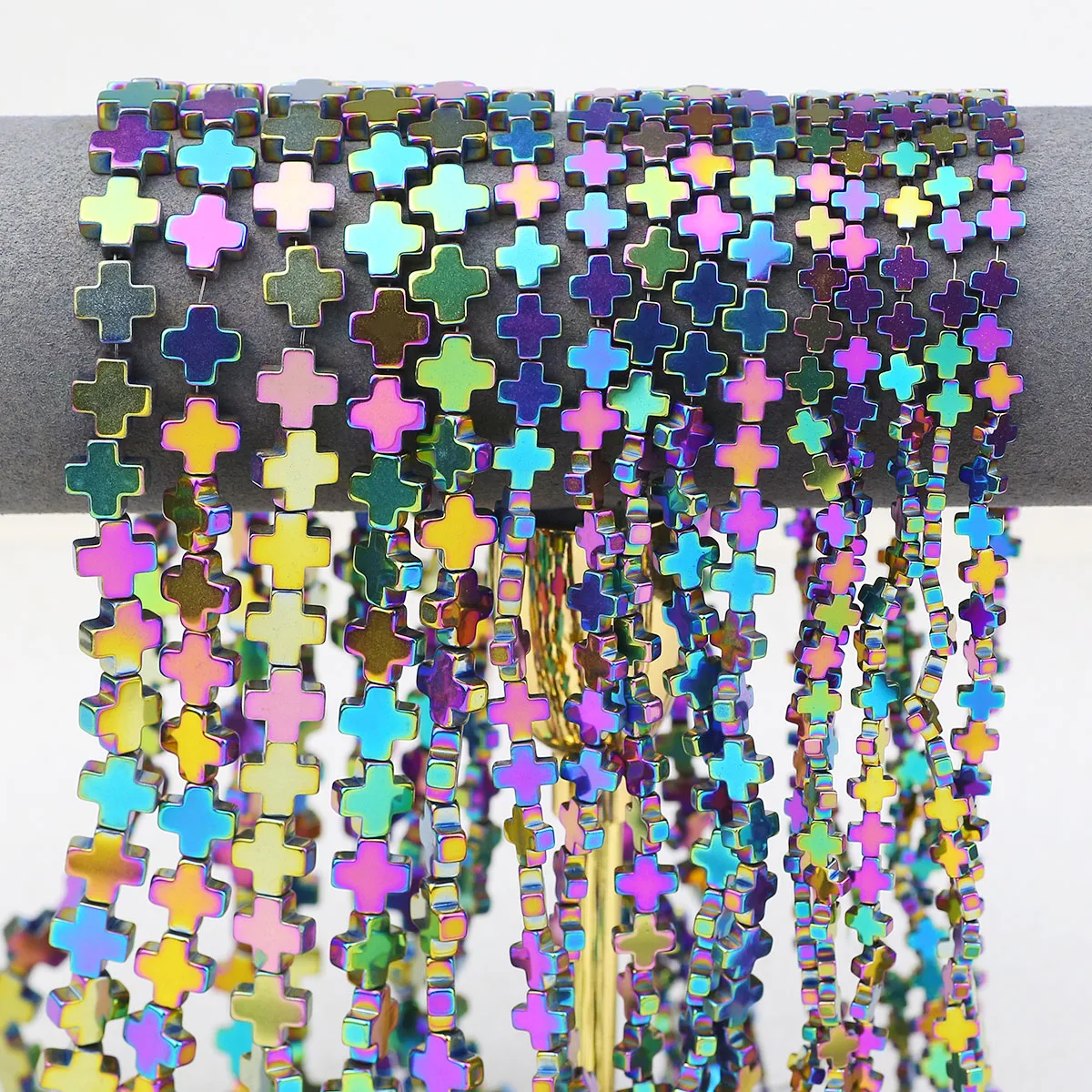 6/8/10 мм разноцветный крест форма гематит камень спейсер свободные бусины для