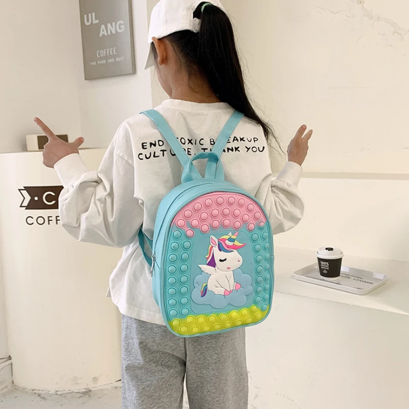 

Children Pop Its Unicorn Backpacks Girls Boys Korean Fashion Cartoon Schoolbags In Kindergarten Baby Cute Backpack Sac Licorne