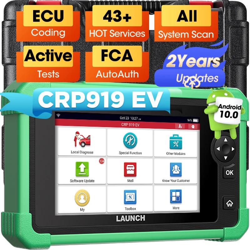 Фото LAUNCH CRP919 EV Диагностический инструмент Новый сканер энергии Электрический автомобиль Автомобильный сканер Автоматическая диагностика CANFD DOIP 2-летнее бесплатное обновление №1