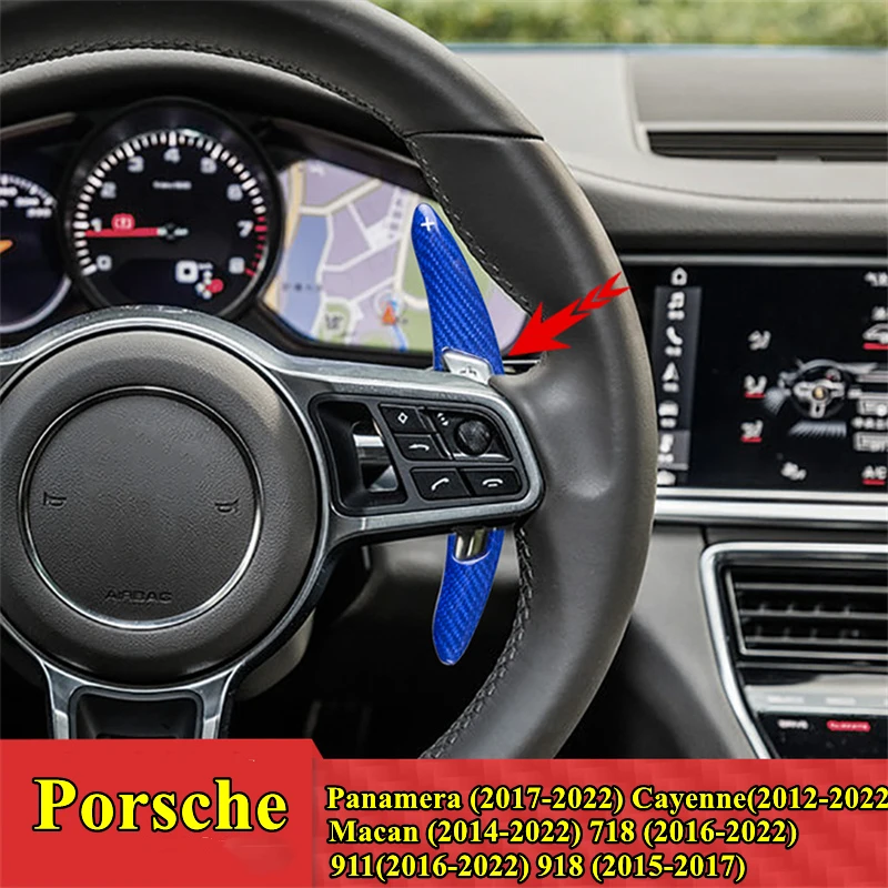 

For 2016-2022 Porsche 718 Car Steering Wheel Shift Paddle Shifter Extension Forged Carbon Fiber Bule Red Black