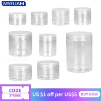 5pcs clear refillable bottle jar lid empty cosmetic container makeup travel cearm bottle jars 3040506080ml 100ml 120ml 200ml