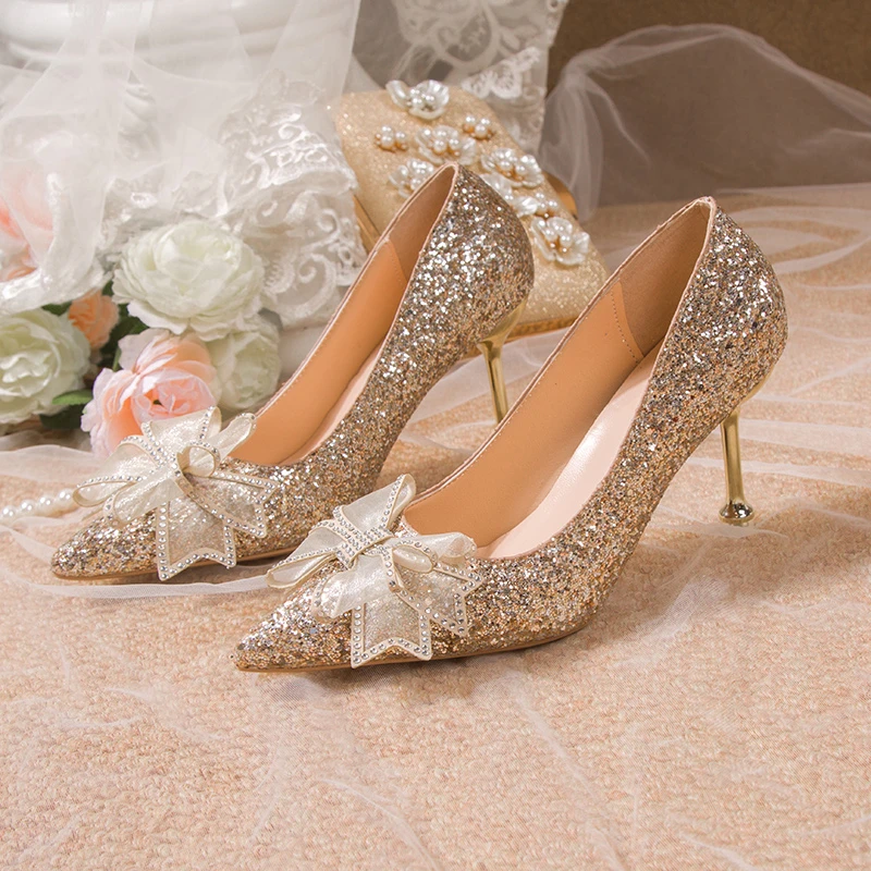 

2022 New Women Rhinestone Bow Thin Heels Sandals Clear High Heels Sandals Transparent Crystal Party Shoes Heels for Women Bling