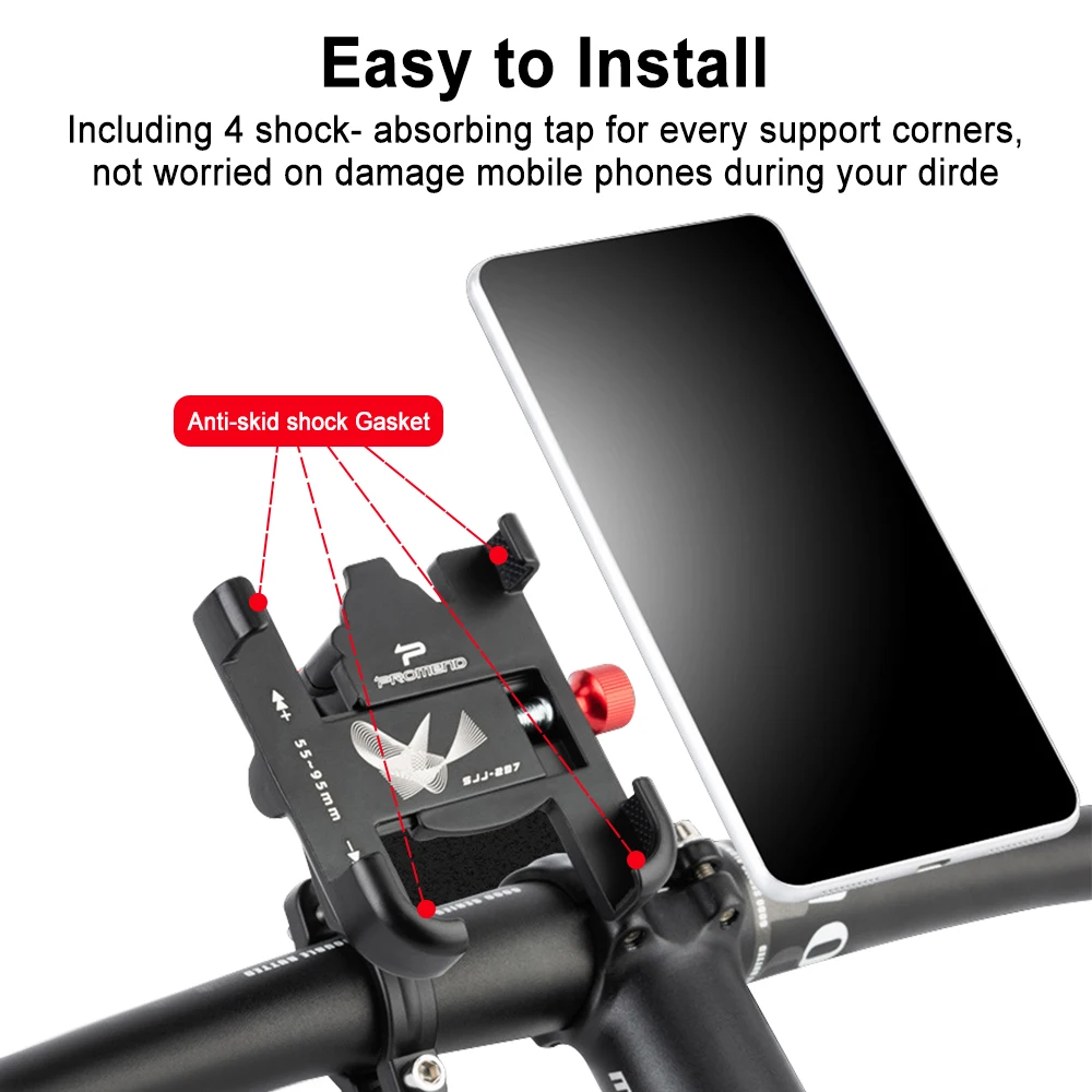 Bicycle Motorcycle Phone Holder Aluminum Handlebar Bike Mount Adjustable Non-Slip for iPhone 13 12 11 Samsung S22 S21 |